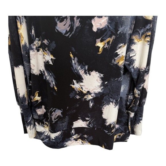 The Limited Abstract Watercolor Long Sleeve Basic Tee Plus Size 1X Navy Black - Picture 3 of 6